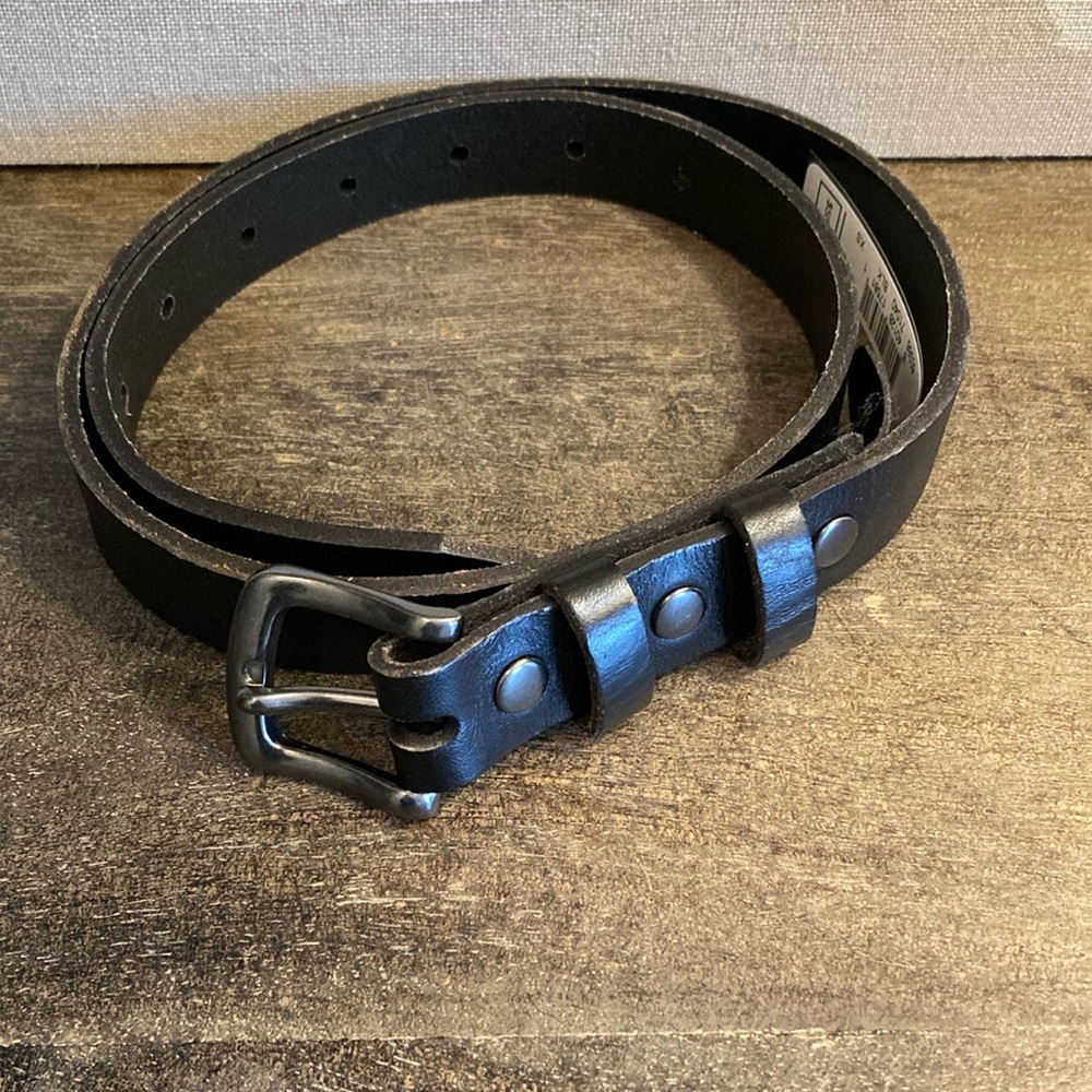 Will Leather Goods USA 60386 Black Belt Size XS‎ Gunmetal Buckle Classic Staple